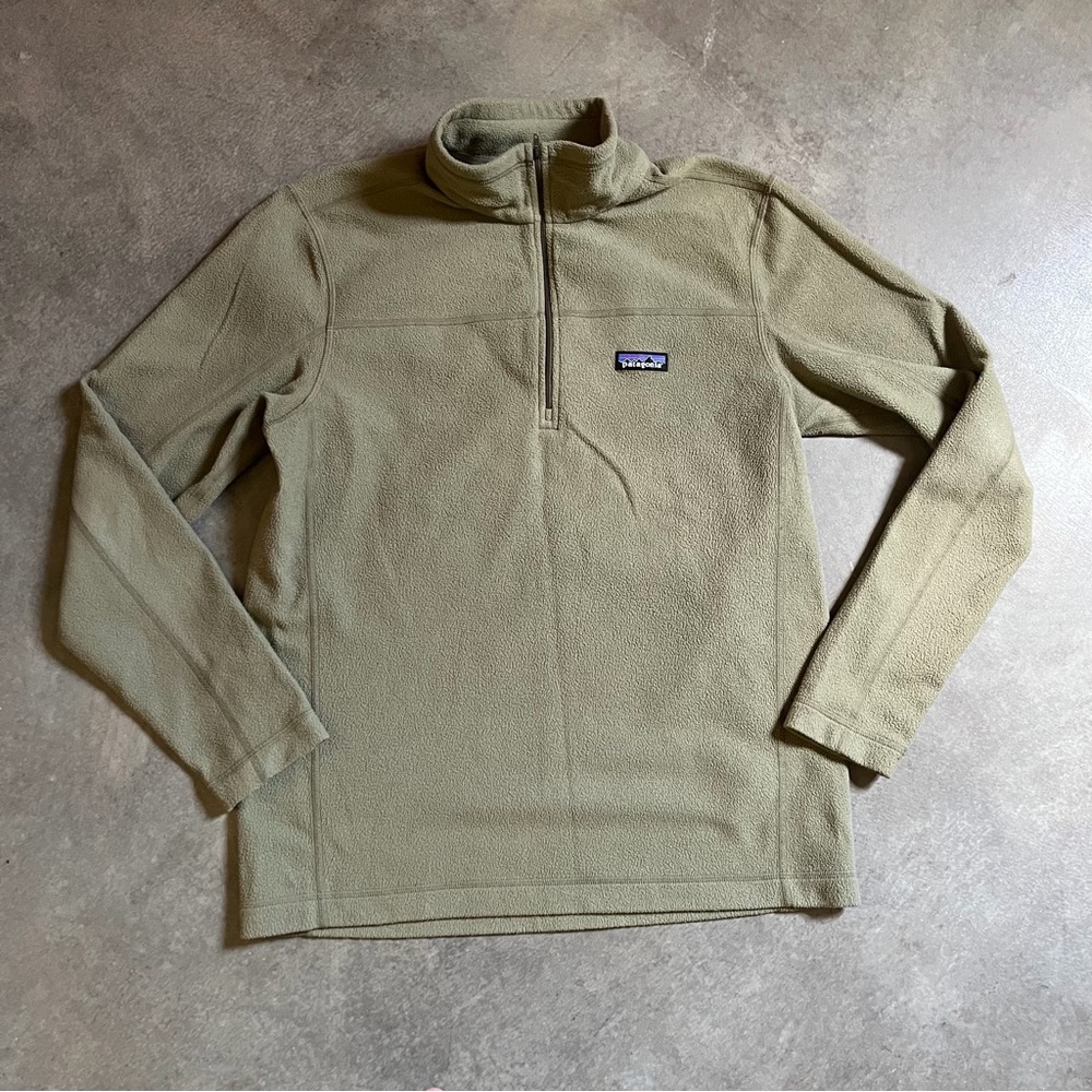 Patagonia Mico D Fleece 1/4 Zip Pullover Green Size Medium